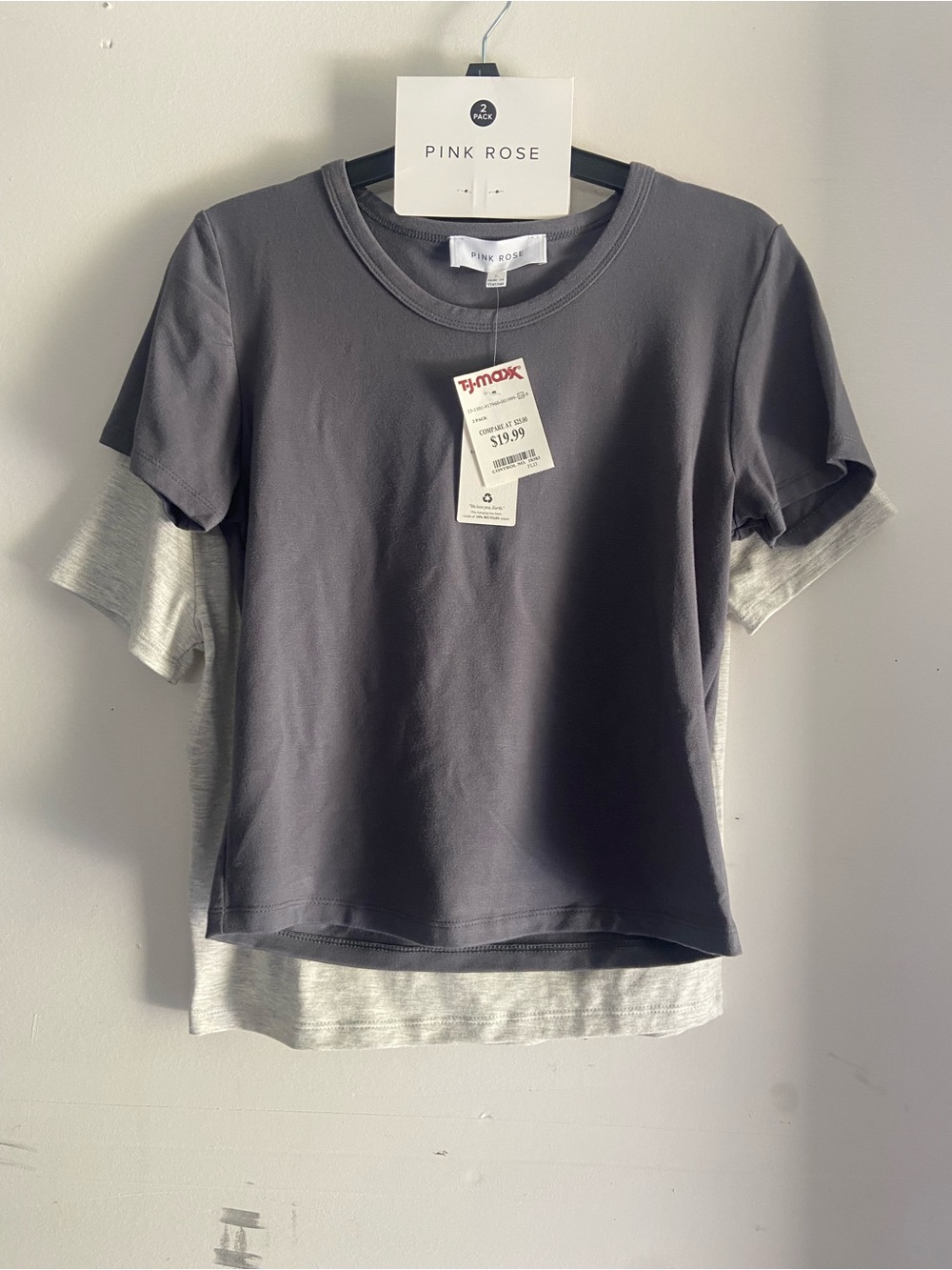 Pink Rose Heather Gray Set - Charcoal & Light Gray